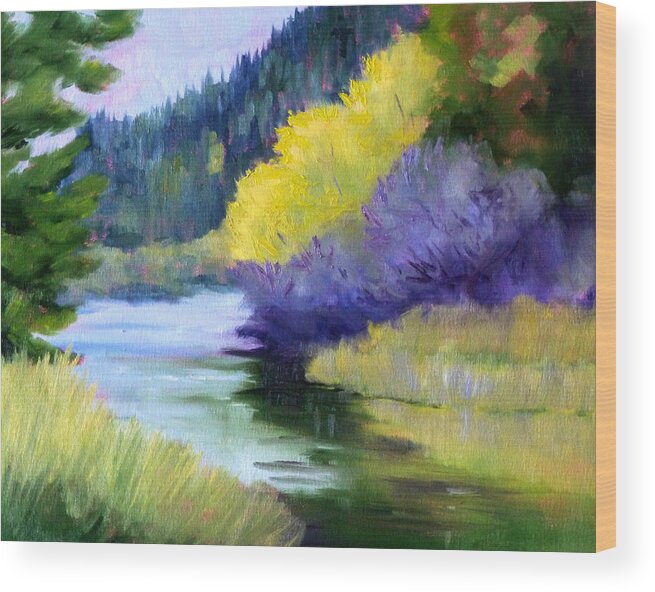 River Wood Print featuring the painting River Color by Nancy Merkle