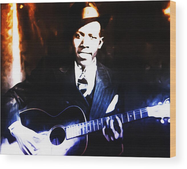 Robert Johnson Wood Print featuring the photograph Robert Johnson - King of the Blues by Bill Cannon