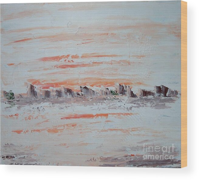 Abstract Landscape Wood Print featuring the painting Rock landscape by Susanne Baumann