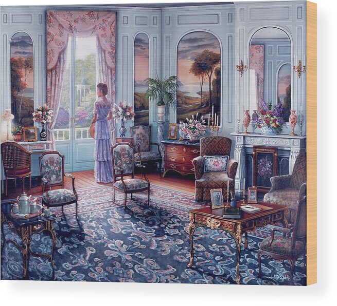 Interior Wood Print featuring the painting Romantic Reminiscence by MGL Meiklejohn Graphics Licensing