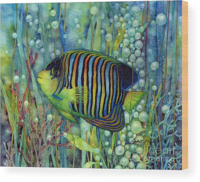 Fish Wood Print featuring the painting Royal Angelfish by Hailey E Herrera