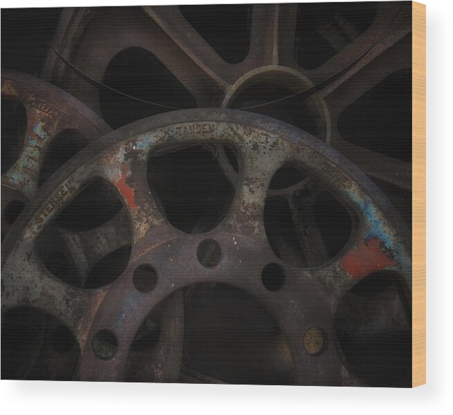 Patina Wood Print featuring the photograph Rusty Iron Gears by Gary Warnimont