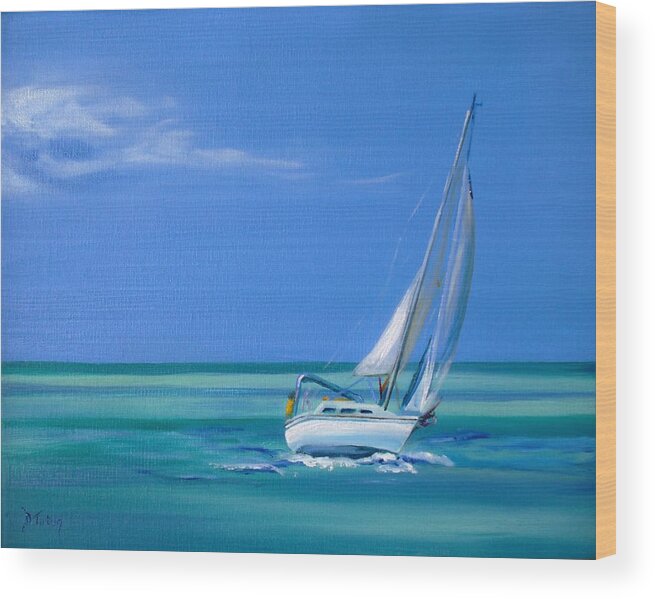 Boat Wood Print featuring the painting Sailing the Seas by Donna Tuten