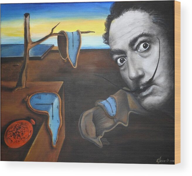 Persistence Wood Print featuring the painting Salvador Dali by Yelena Day