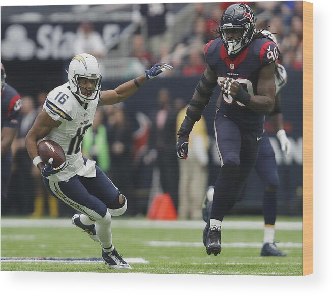 Houston Texans Wood Print featuring the photograph San Diego Chargers v Houston Texans by Tim Warner