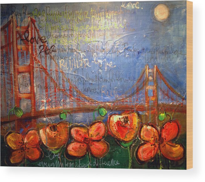 Lls Wood Print featuring the painting San Francisco Poppies for LLS by Laurie Maves ART