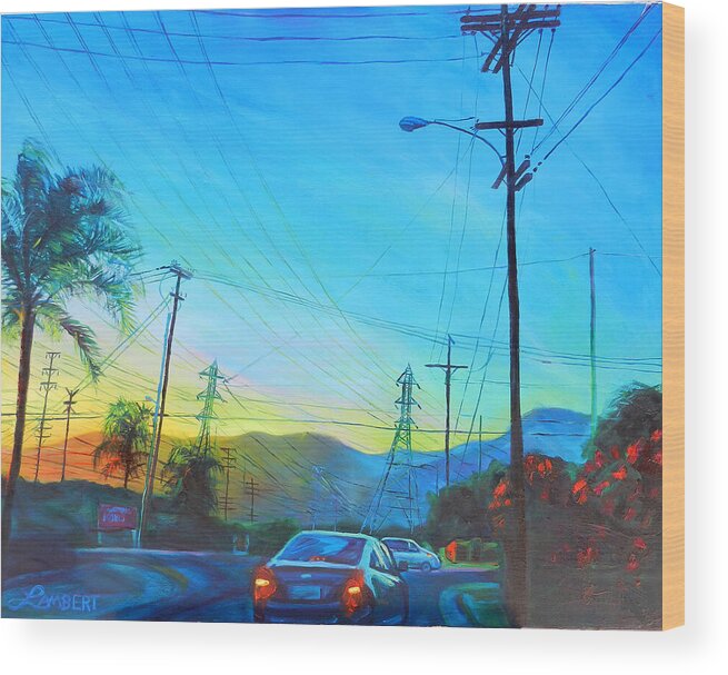 San Gabriel Wood Print featuring the painting San Gabriel Rush by Bonnie Lambert