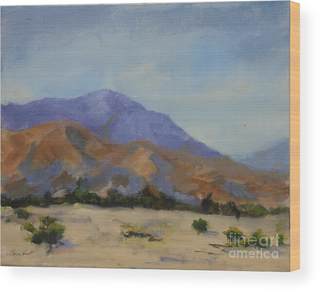 San Gorgonio Pass Wood Print featuring the painting Mt San Jacinta at Sunrise by Maria Hunt