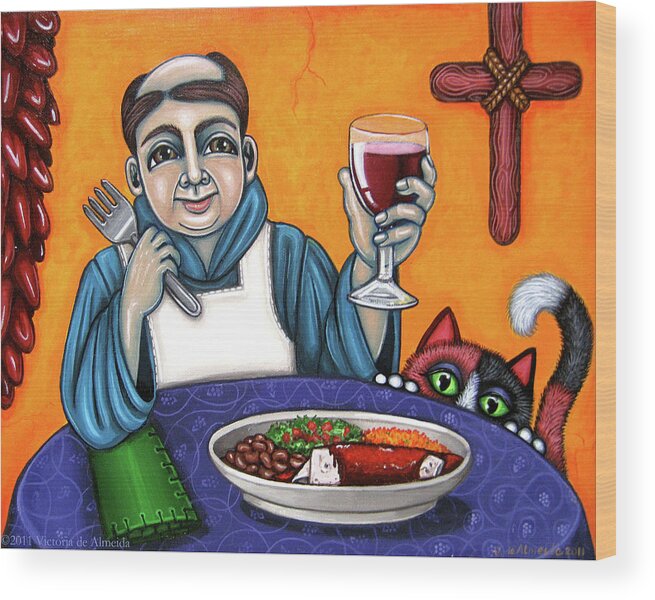 San Pascual Wood Print featuring the painting San Pascual Cheers by Victoria De Almeida