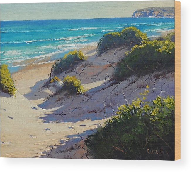 Beach Wood Print featuring the painting Sandy Dunes by Graham Gercken