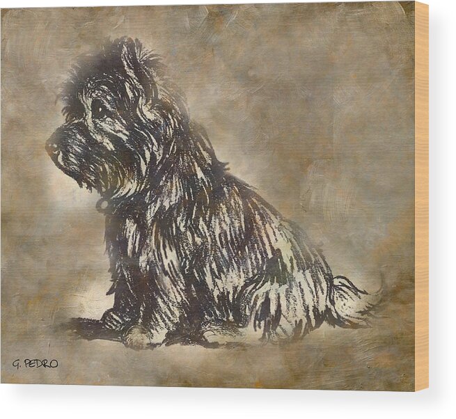 Scotty Wood Print featuring the painting Scotty Dog by George Pedro