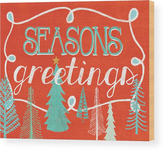 Blue Wood Print featuring the painting Seasons Greetings by Mary Urban