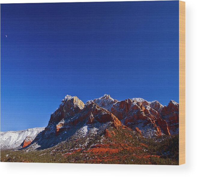 Moon Wood Print featuring the photograph Sedona Winter by Tom Kelly