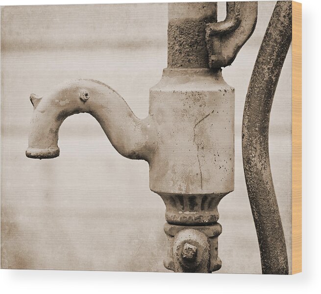 Sepia Wood Print featuring the photograph Sepia Water Pump by Lisa R