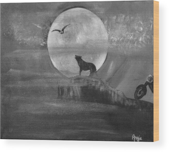 Night Wood Print featuring the painting Shaman's Christmas by Angie Butler