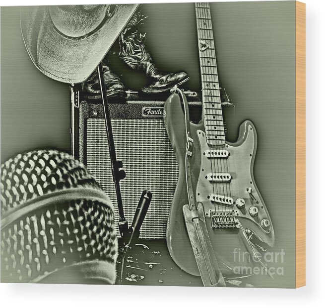 Music Wood Print featuring the photograph Show's Over - B W by Robert Frederick