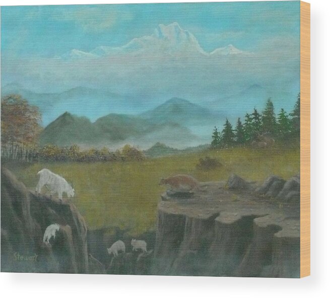 Mountains Wood Print featuring the painting Silence of the Lambs by William Stewart