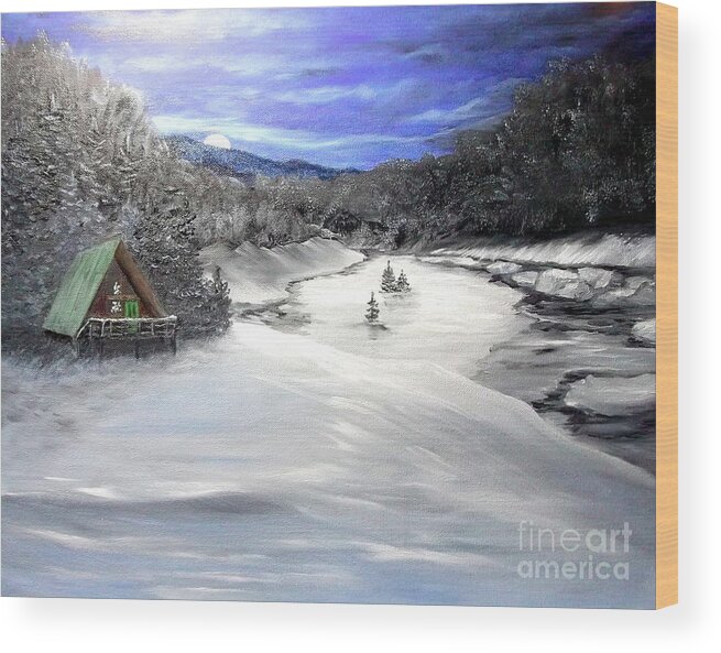 Winter Wood Print featuring the painting Silent Night by Peggy Miller