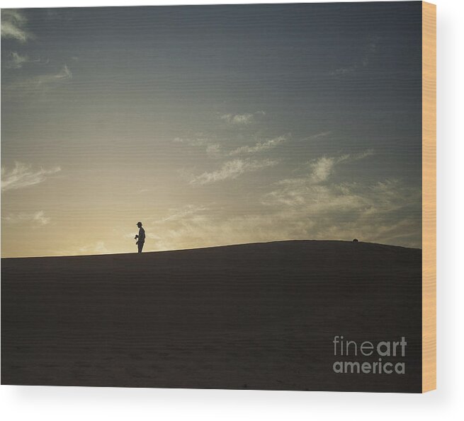 Sahara Wood Print featuring the photograph Silhouette in the Sahara by Patricia Hofmeester