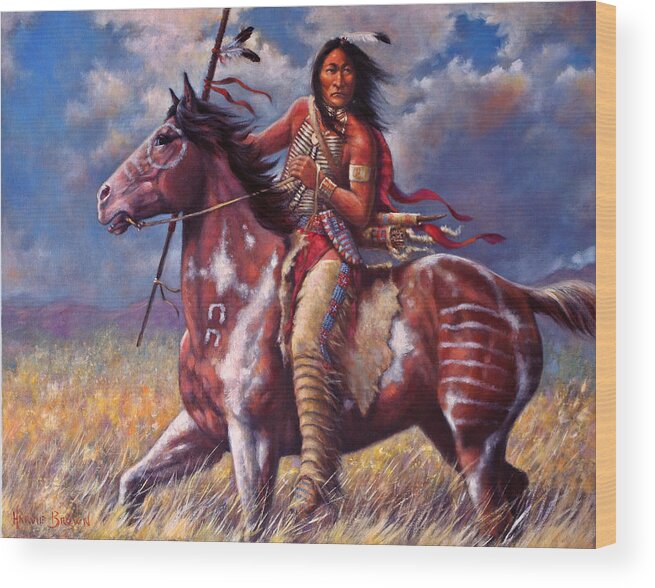 Sioux Chief Wood Print featuring the painting Sitting Bull by Harvie Brown