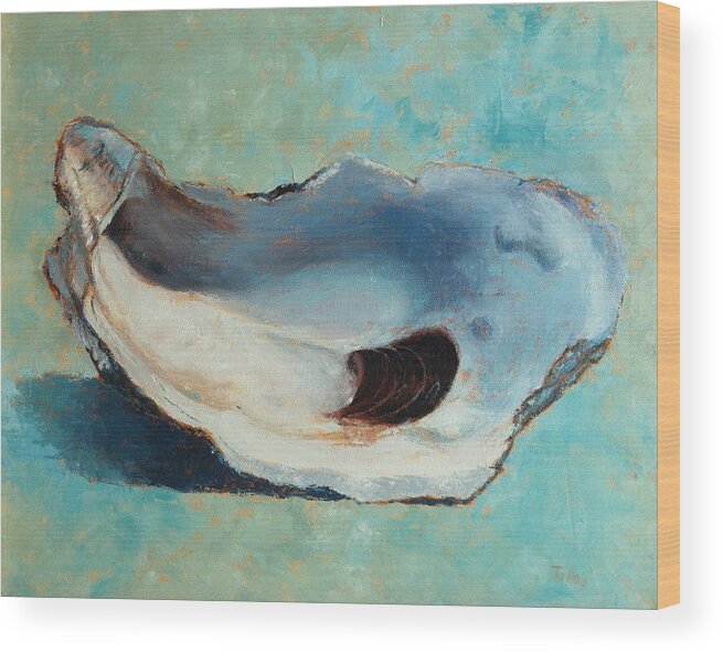 Oyster Wood Print featuring the painting Slurp by Pam Talley