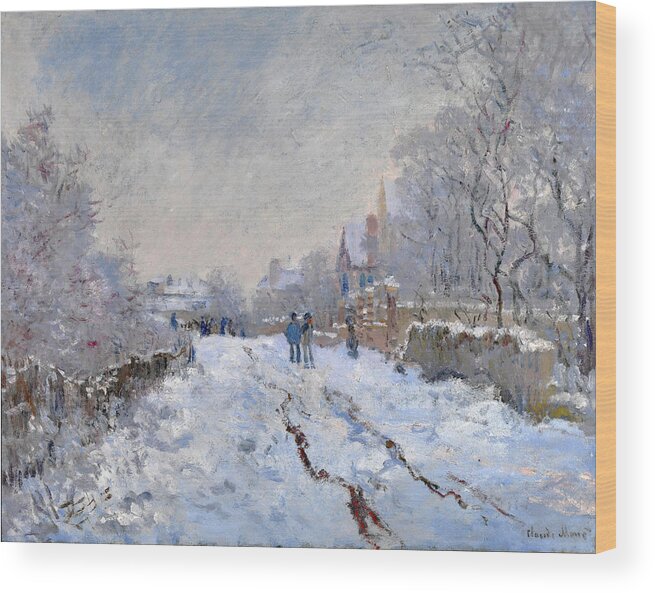 Claude Monet Wood Print featuring the painting Snow Scene at Argenteuil by Claude Monet