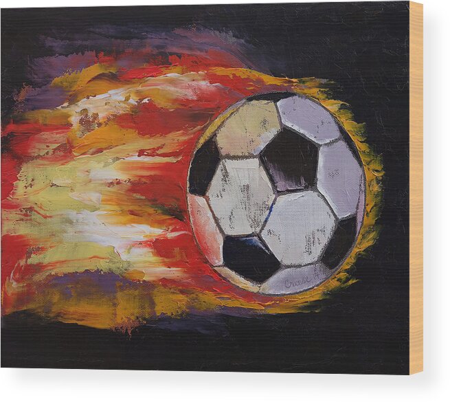 Art Wood Print featuring the painting Soccer by Michael Creese