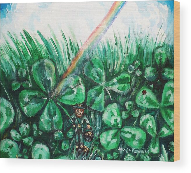 Shamrock Wood Print featuring the painting Some Where Under The Rainbow by Shana Rowe Jackson