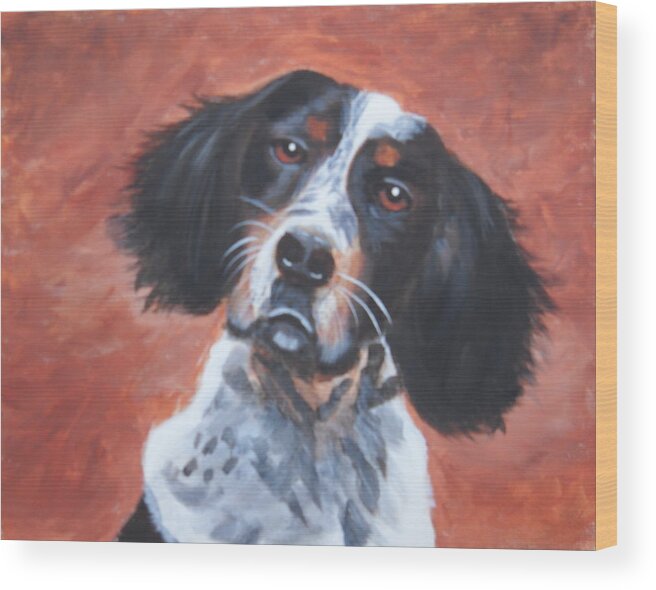 Pets Wood Print featuring the painting Spaniel by Kathie Camara