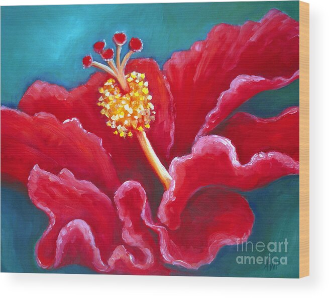 Red Wood Print featuring the painting Spanish Dancer by Audrey Peaty