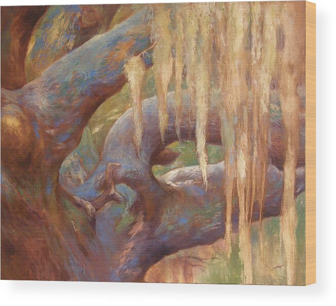 Spanish Moss Wood Print featuring the painting Spanish Moss by Alla Parsons
