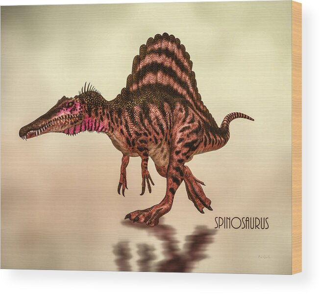 Spinosaurus Wood Print featuring the digital art Spinosaurus Dinosaur by Bob Orsillo