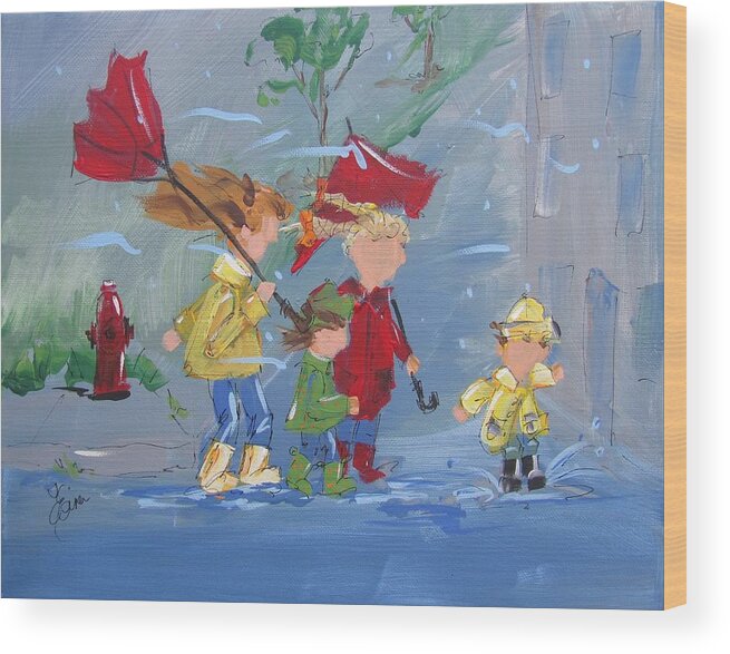 Spring Wood Print featuring the painting Spring in our Step by Terri Einer