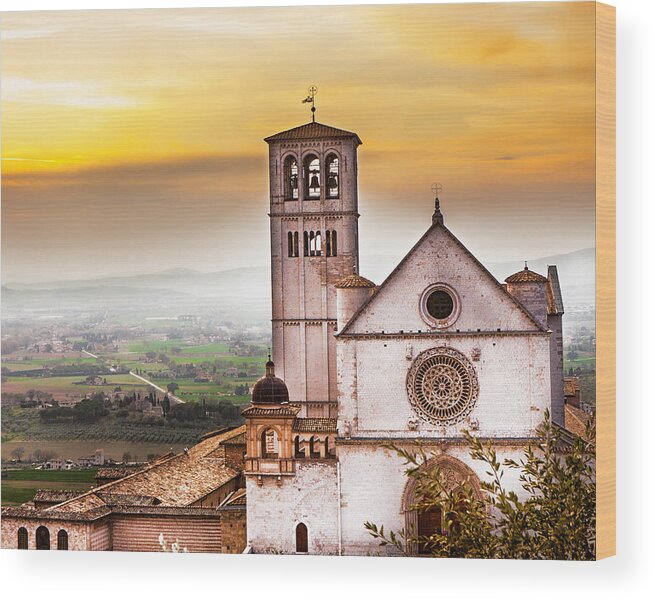 Assisi Wood Print featuring the photograph St Francis of Assisi Church at Sunrise by Good Focused