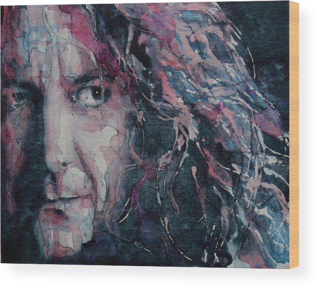 Robert Plant Wood Print featuring the painting Stairway To Heaven by Paul Lovering