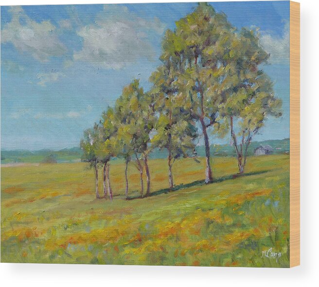 Impressionism Wood Print featuring the painting Stand of Trees by Michael Camp