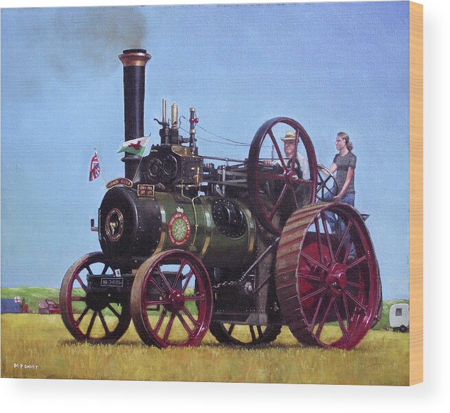 Steam Wood Print featuring the painting steam traction engine Ransomes Sims and Jefferies General Purpose Engine by Martin Davey