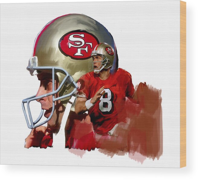 Joe Montana Steve Young Images Paintings Wood Print featuring the painting Steve Young  by Iconic Images Art Gallery David Pucciarelli