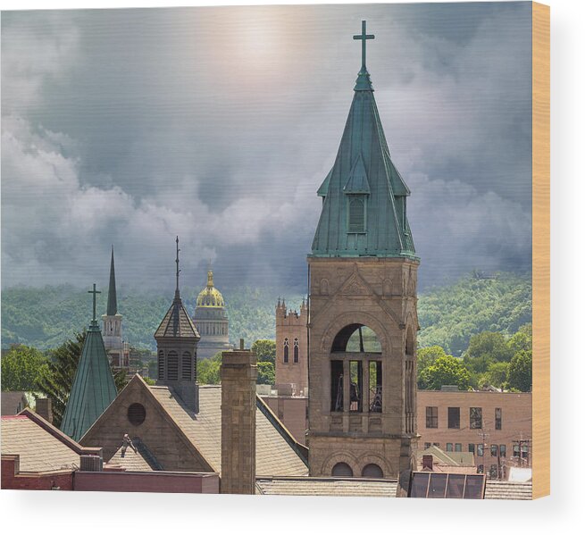 Storm Clouds Wood Print featuring the photograph Storm Clouds in Charleston WV by Mary Almond