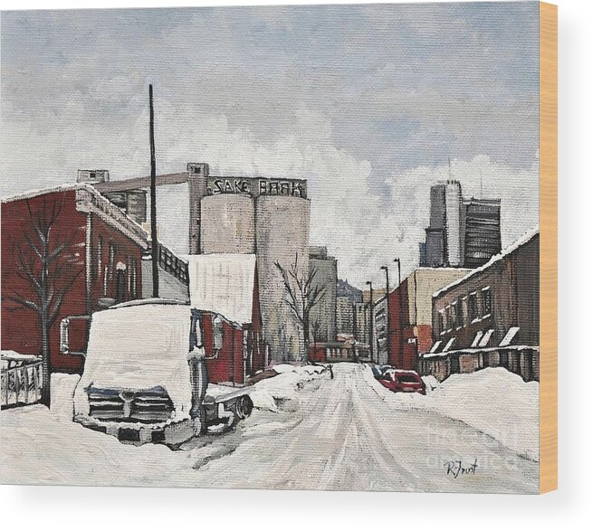 Pointe St. Charles Wood Print featuring the painting Streets of Montreal Pointe St. Charles by Reb Frost