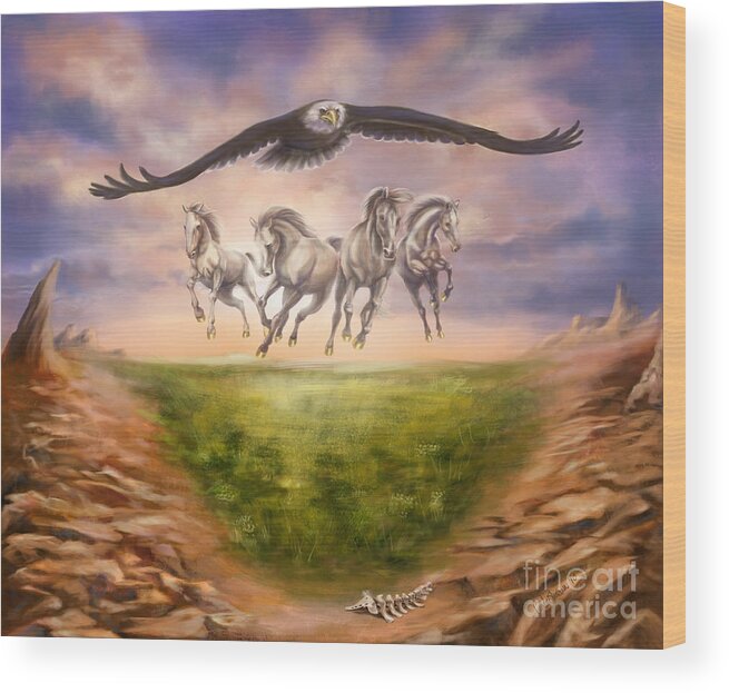 Christian Painting Wood Print featuring the painting Strength of the horse by Tamer and Cindy Elsharouni