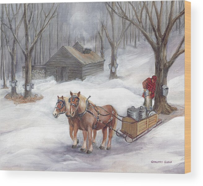 Maple Sugaring Wood Print featuring the painting Sugaring Time Again by Gregory Karas