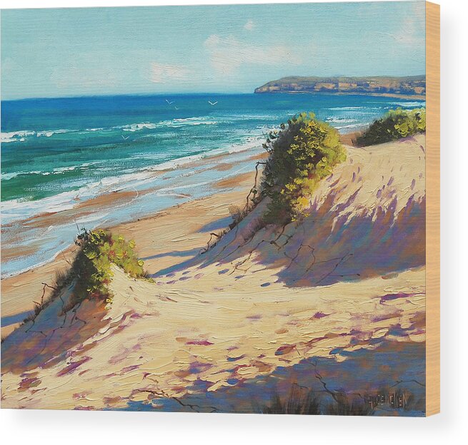 Seascape Wood Print featuring the painting Summer Day The Entrance by Graham Gercken