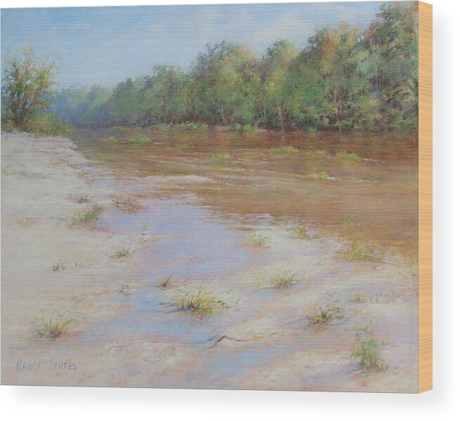 Louisiana Landscape Prints Wood Print featuring the pastel Summer River by Nancy Stutes