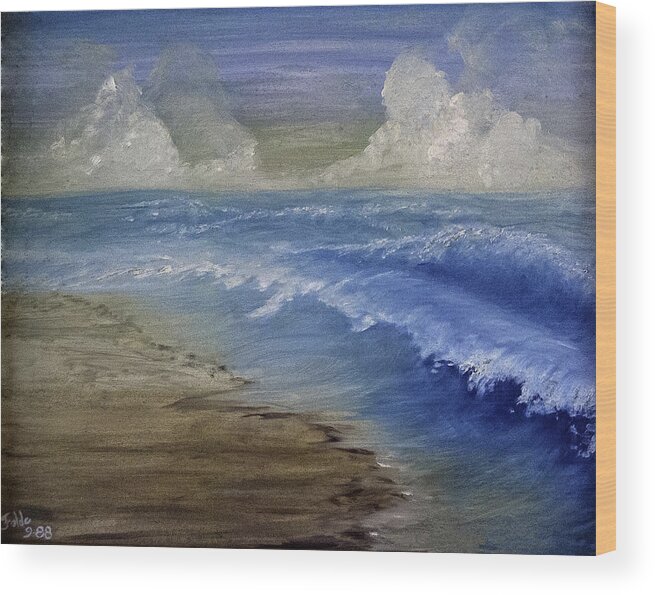 Sea Wood Print featuring the painting Summer Surf by Judy Hall-Folde