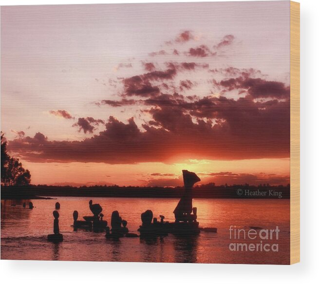 Clouds Wood Print featuring the photograph Sun going down by Heather King