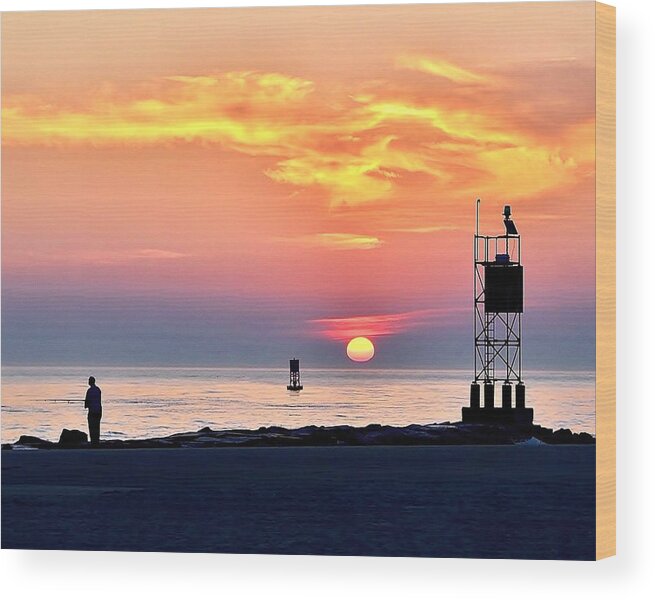 Sunrise Wood Print featuring the photograph Sunrise at Indian River Inlet by Kim Bemis