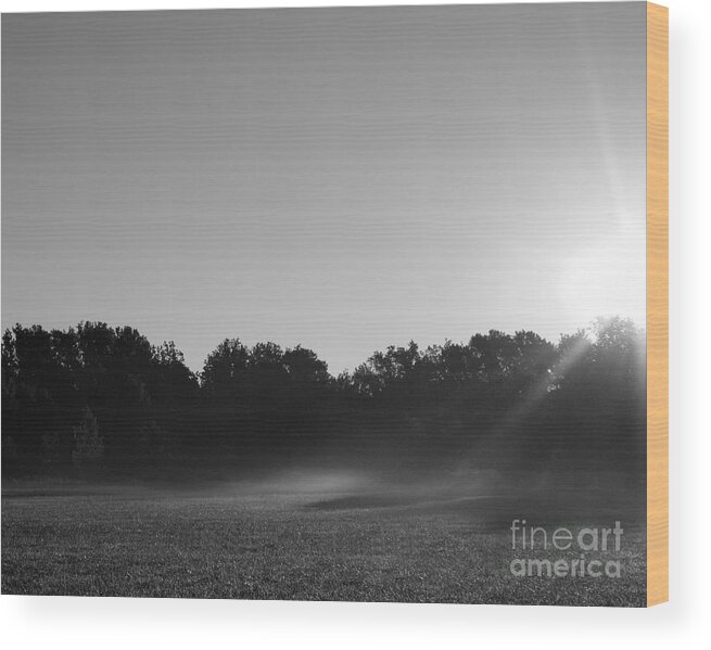 Sunrise Wood Print featuring the photograph Sunrise in Black and White by Anita Oakley