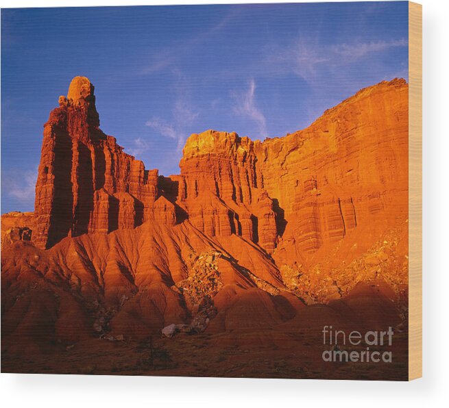 Chimney Rock Wood Print featuring the photograph Sunset On Chimney Rock by Tracy Knauer