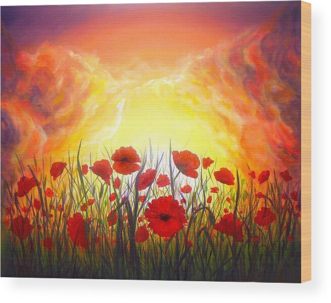 Original Art Wood Print featuring the painting Sunset Poppies by Lilia S
